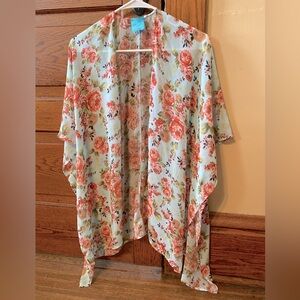 Light aqua sheer kimono